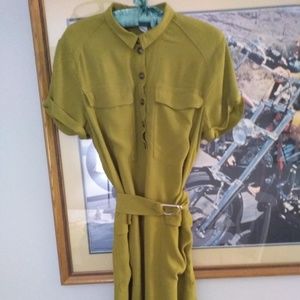 Green Button Down Pocket Dress